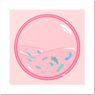 Cute Pink Leaf Tea Bubble Posters and Art